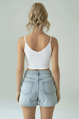 V Yaka Dalgıç Kumaş Kısa Crop