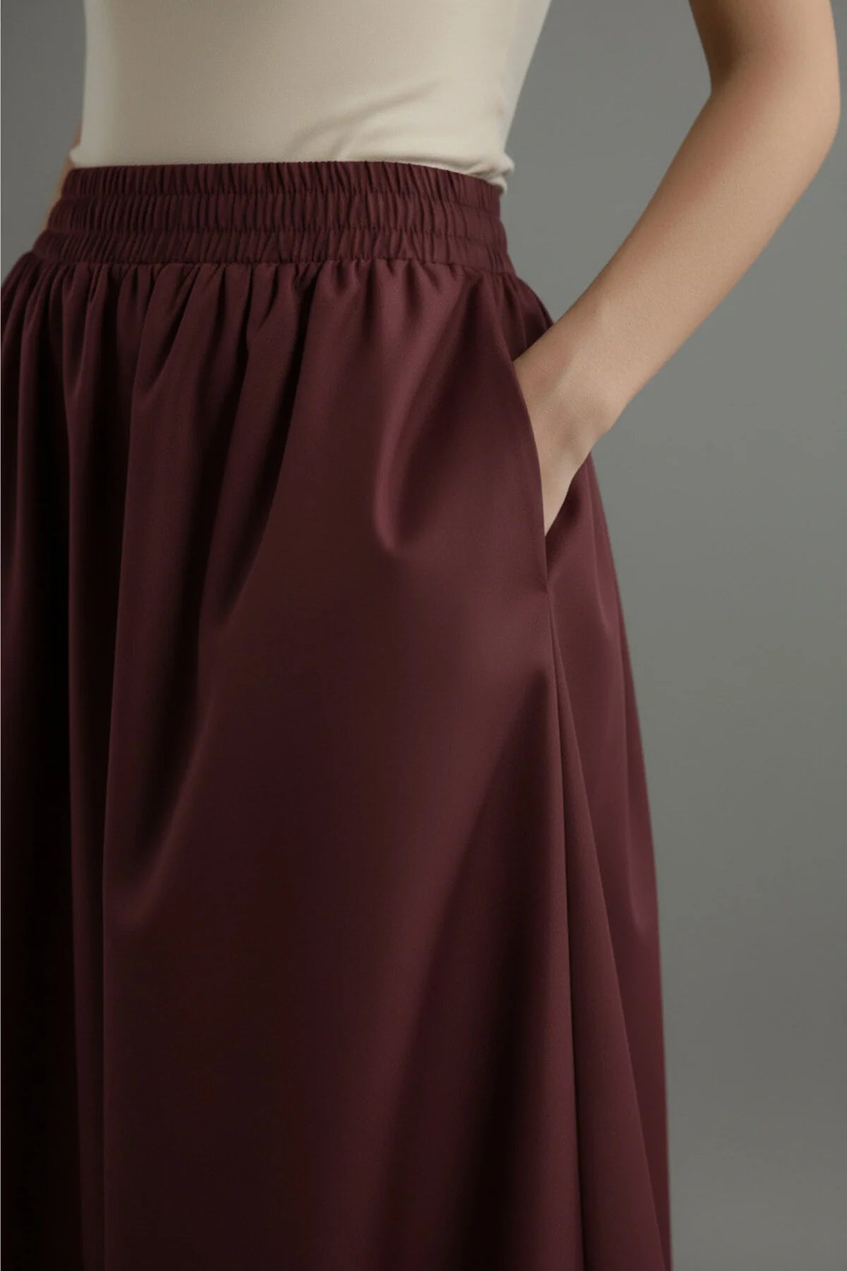 Standart Beden Fileto Cepli Poplin Kumaş Uzun Etek Astarsız 90 CM