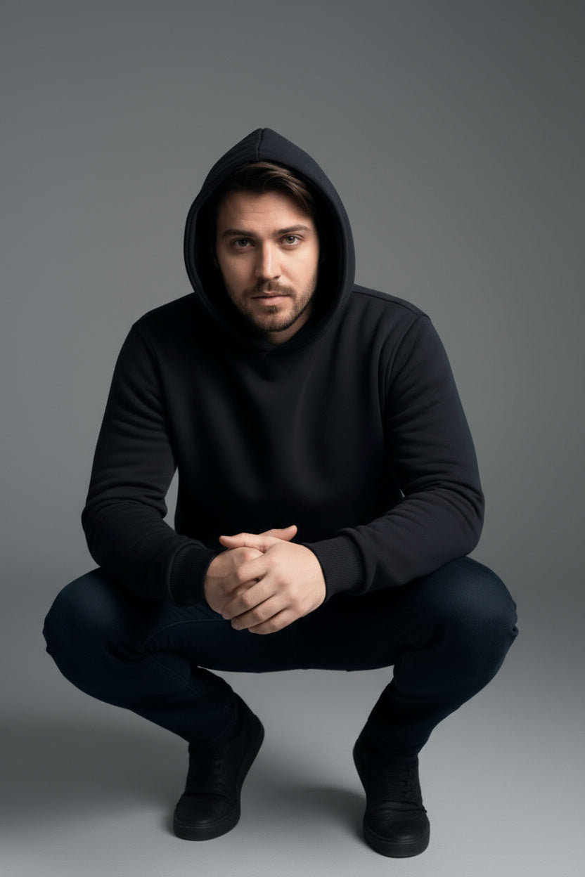 Erkek Yumusaçık Kumaşlı Kapüşonlu Regular Fit İçi Polarlı 3 İplik Kanguru Cepli Pamuklu Sweatshirt