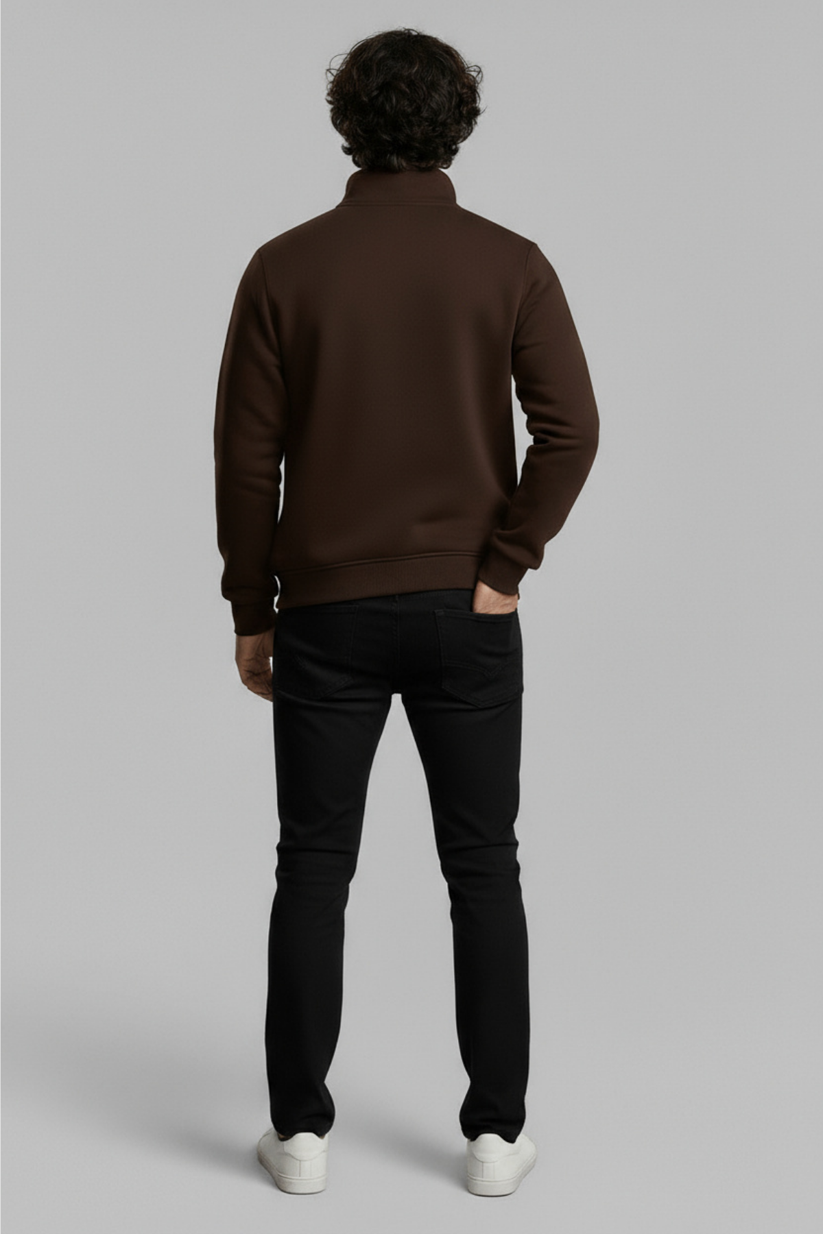 3 İplik Erkek Standart Fit Normal Kesim Içi Polarlı Dik Bato Yaka Pamuklu Sweatshirt