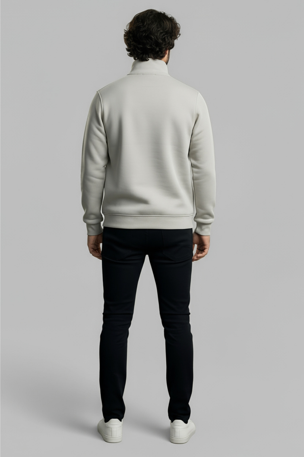 3 İplik Erkek Standart Fit Normal Kesim Içi Polarlı Dik Bato Yaka Pamuklu Sweatshirt