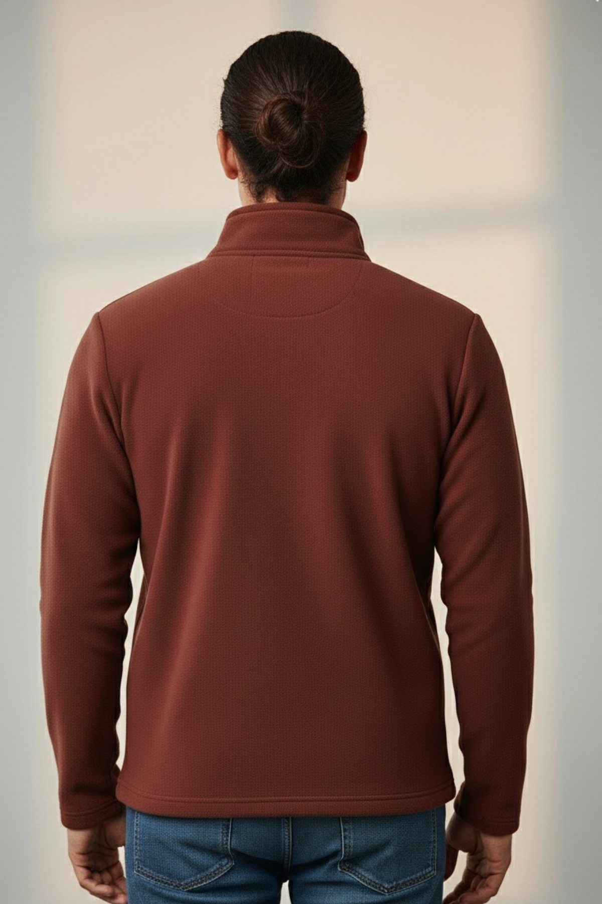 Balıkçı Yaka Tok Kumaş Kışlık Polar Yarım Fermuarlı Sweatshirt