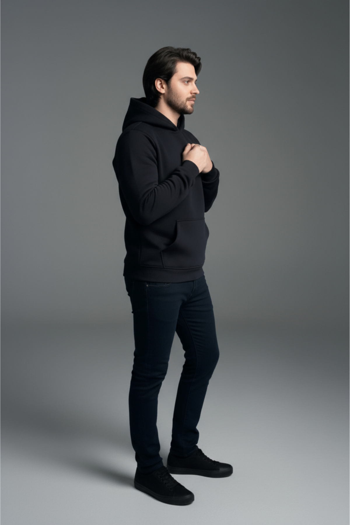 Erkek Yumusaçık Kumaşlı Kapüşonlu Regular Fit İçi Polarlı 3 İplik Kanguru Cepli Pamuklu Sweatshirt