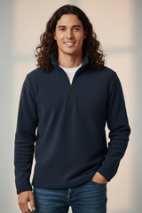 Balıkçı Yaka Tok Kumaş Kışlık Polar Yarım Fermuarlı Sweatshirt