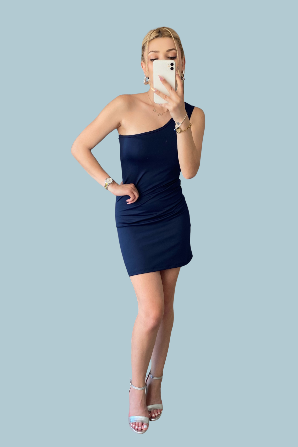 Tek Omuz Askılı Mini ELbise