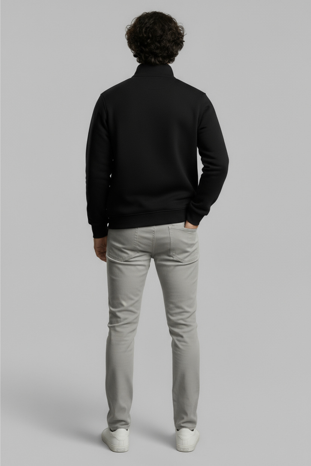 3 İplik Erkek Standart Fit Normal Kesim Içi Polarlı Dik Bato Yaka Pamuklu Sweatshirt