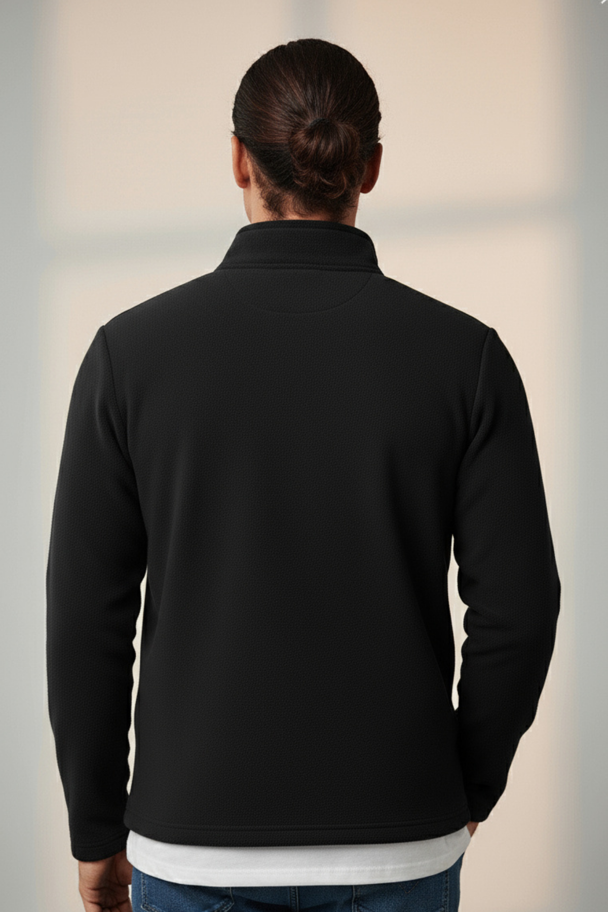 Balıkçı Yaka Tok Kumaş Kışlık Polar Yarım Fermuarlı Sweatshirt