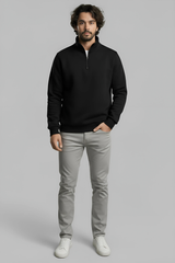 3 İplik Erkek Standart Fit Normal Kesim Içi Polarlı Dik Bato Yaka Pamuklu Sweatshirt