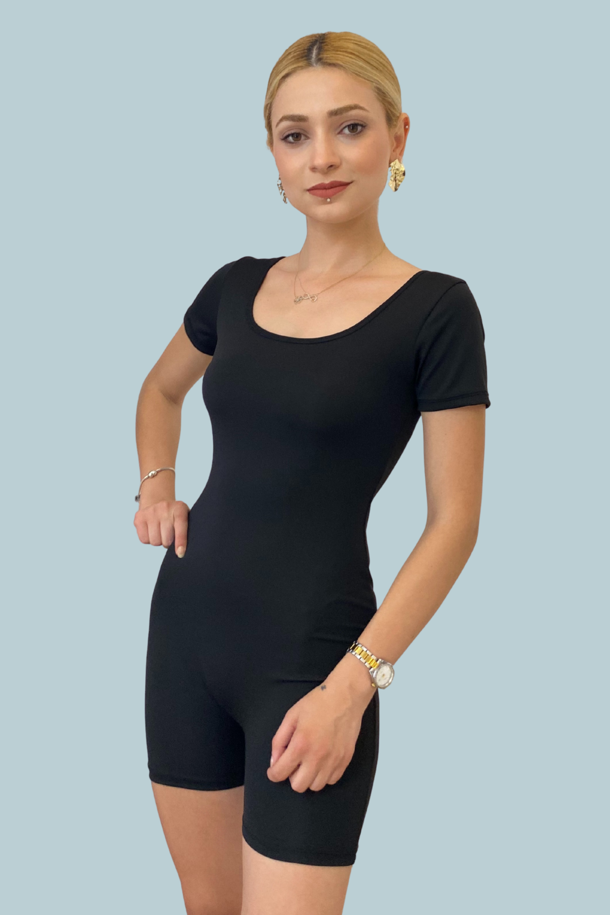 Kısa Kollu Toparlayıcı Spor Tulum